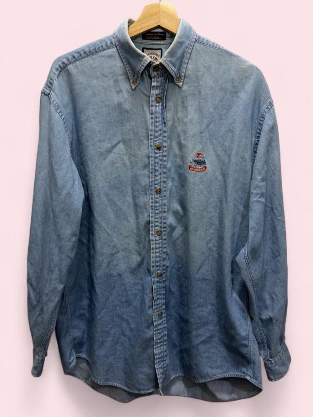 Faconnable Light Blue Denim Button-Down Shirt Size M